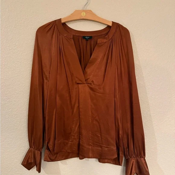 Rails Wynna Rust Women’s Blouse Top Silk Satin - Picture 1 of 6